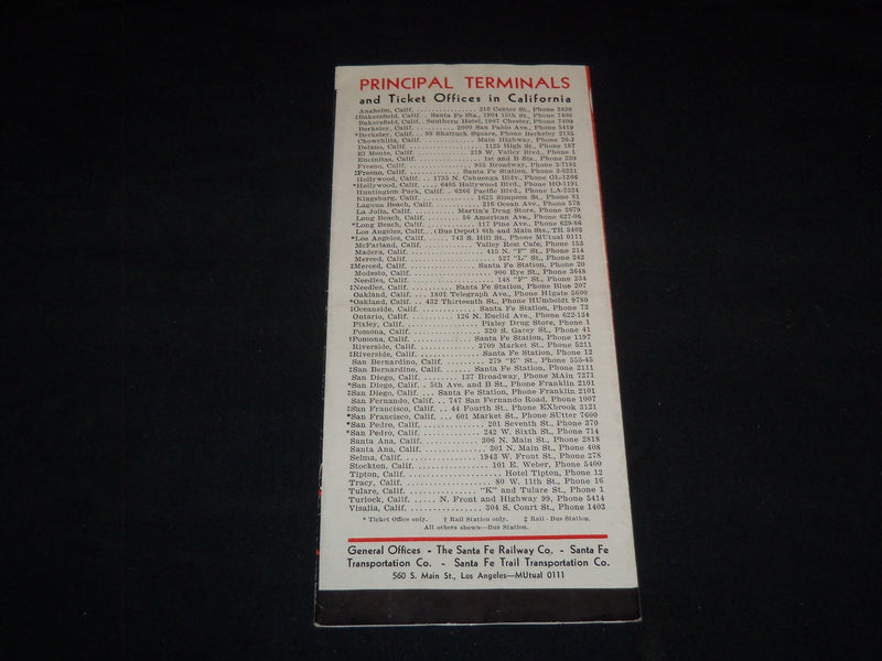 1939 APRIL COORDINATED RAIL BUS TIME TABLE FOR CALIFORNIA - J 9074