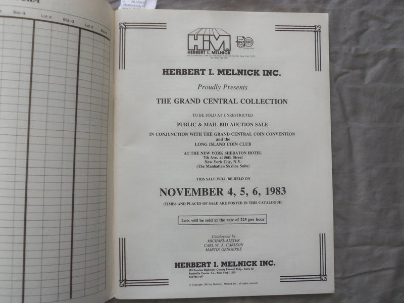 1983 GRAND CENTRAL COIN AUCTION CATALOG - K 261
