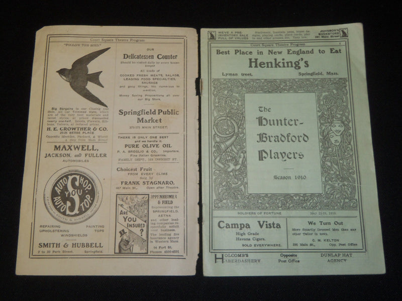 1910 GILMORE'S COURT SQUARE THEATRE PROGRAM - SPRINGFIELD MASSACHUSETTS - J 5384