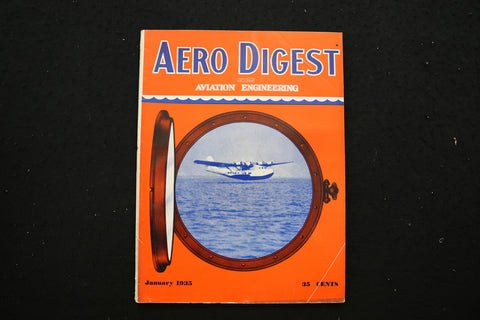 1935 JANUARY AERO DIGEST MAGAZINE - MARIN FLYING BOAT COVER - E 10691