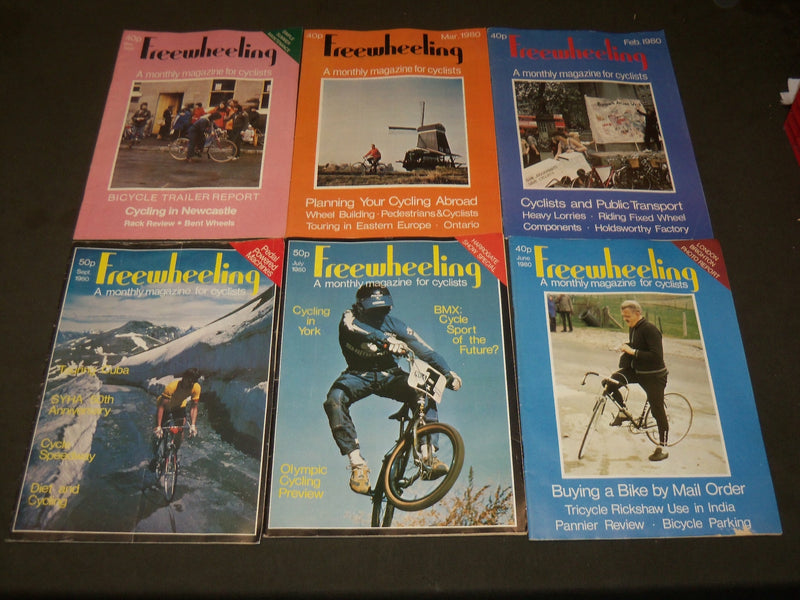 1980 FREEWHEELING UK CYCLISTS MAGAZINES LOT OF 6 ISSUES - O 3253