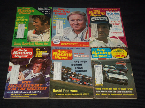 1974 AUTO RACING DIGEST MAGAZINES OT OF 6 ISSUES - COMPLETE YEAR - O 3074G