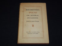 1950 ROCHESTER'S POEMS ON SEVERAL OCCASIONS BOOK EDITED BY JAMES THORPE- KD 7804