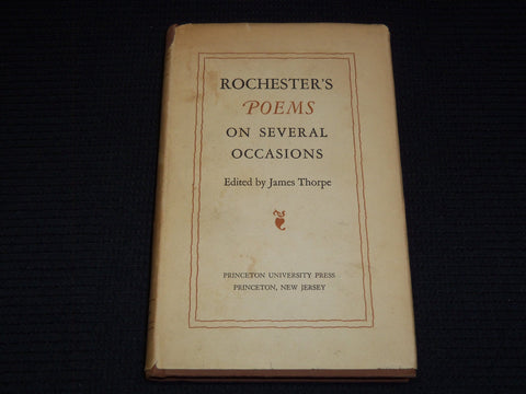 1950 ROCHESTER'S POEMS ON SEVERAL OCCASIONS BOOK EDITED BY JAMES THORPE- KD 7804