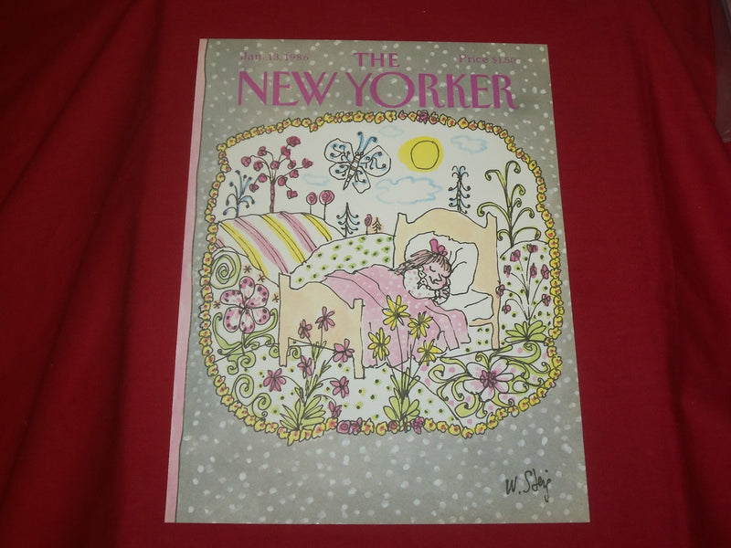 1986 JANUARY 13 NEW YORKER MAGAZINE FRONT COVER ONLY - GREAT ART FOR FRAMING