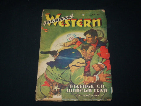 1947 JANUARY FIGHTING WESTERN PULP MAGAZINE - STAN WARNER - ST 5344