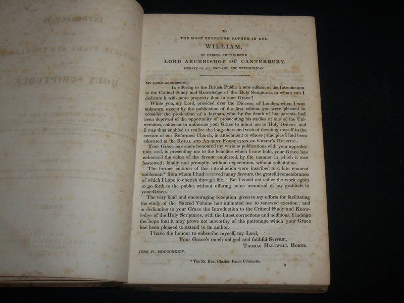 1849 HORNE'S INTRODUCTION OF THE HOLY SCRIPTURES VOLUME 1 BY HORNE - KD 6776