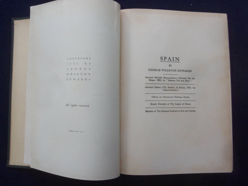 1926 SPAIN HARDCOVER BOOK BY GEORGE WARTON EDWARDS - KD 8899
