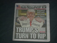 2020 FEBRUARY 6 NEW YORK POST NEWSPAPER - SENATE ACQUITS TRUMP ON BOTH ARTICLES
