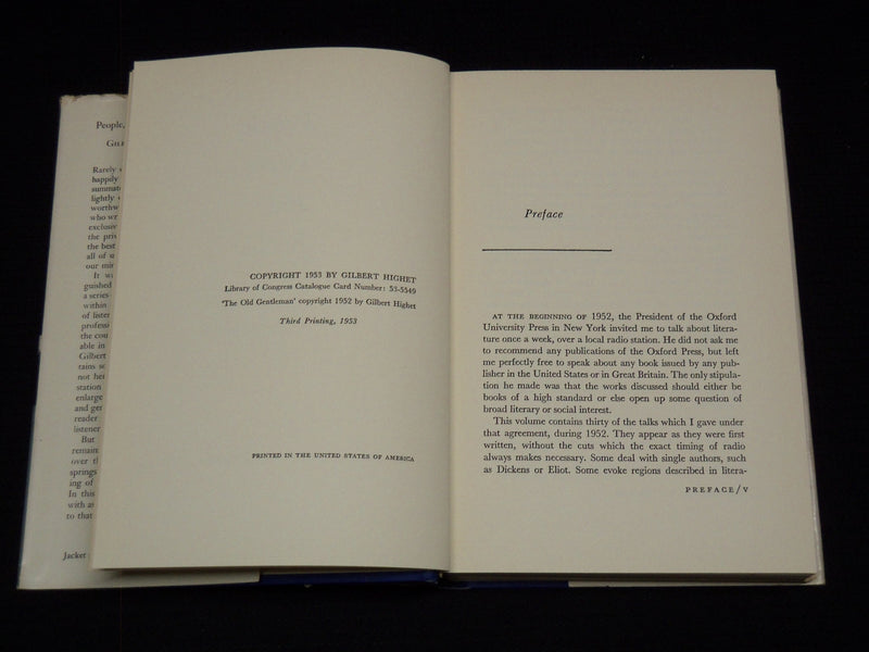 1953 PEOPLE PLACES AND BOOKS SIGNED BY GILBERT HIGHET - HARDCOVER - KD 7734