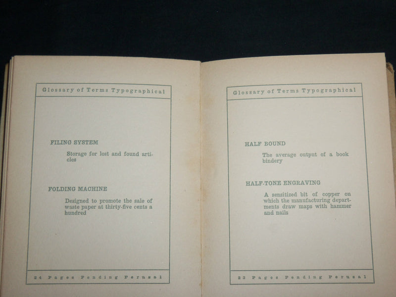 1911 GLOSSARY OF TERMS TYPOGRAPHICAL HARDCOVER BOOK - KD 6798