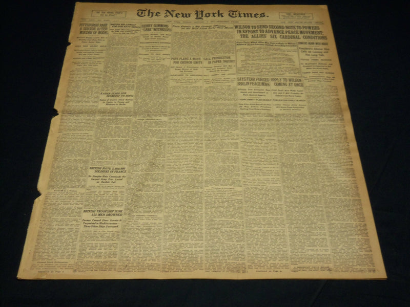 1917 JANUARY 5 NEW YORK TIMES - WILSON TO SEND NOTE TO POWERS - NT 8735