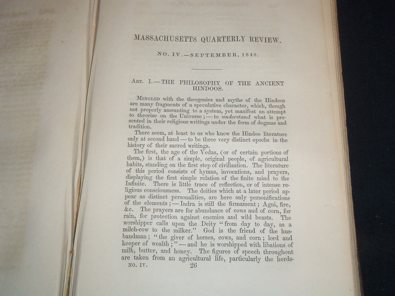 1849 THE MASSACHUSETTS QUARTERLY REVIEW BOUND VOLUME NO. 2 - KD 5633D