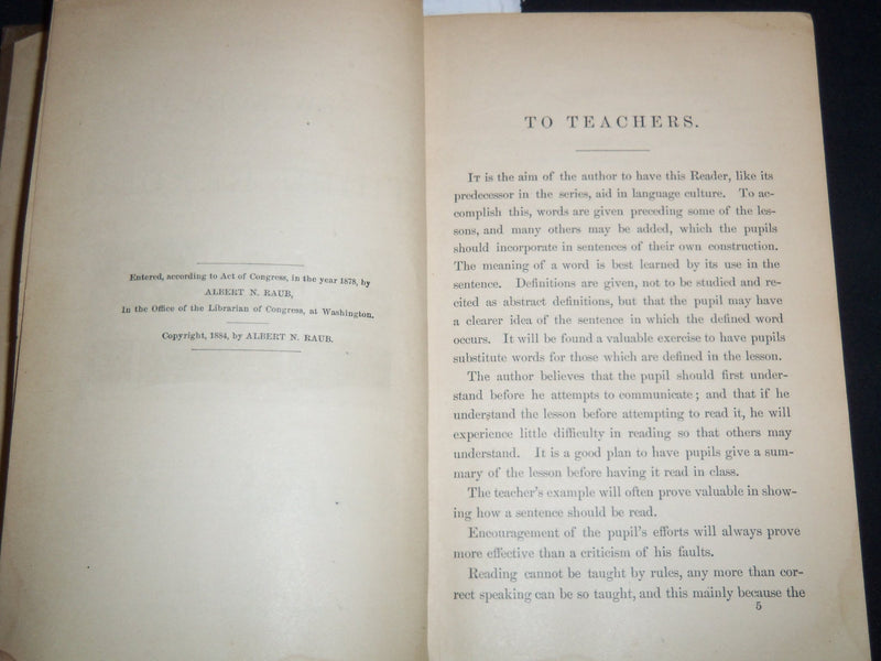 1884 THE NEW NORMAL THIRD READER VOLUME BY ALBERT RAUB LOT OF 2 - KD 4814U