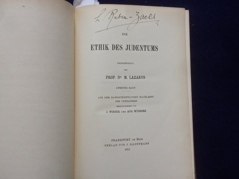 1911 DIE ETHIK DES JUDENTUMS HARDCOVER BOOK VON PROF. LAZARUS - GERMAN - KD 8993