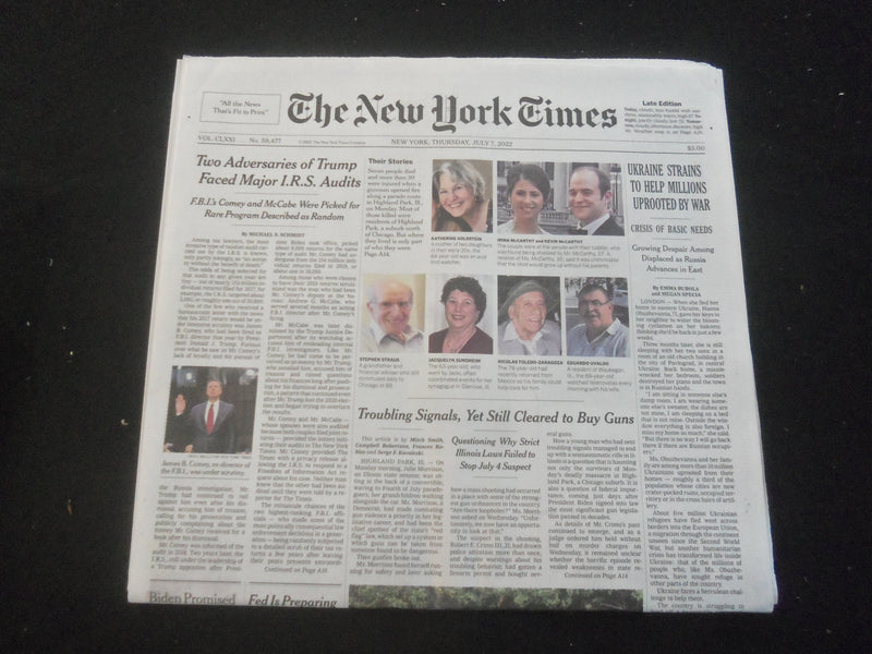 2022 JULY 7 NEW YORK TIMES - UKRAINE STRAINS TO HELP MILLIONS UPROOTED BY WAR