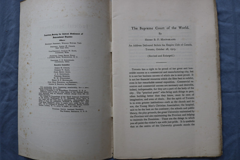 1913 NOVEMBER JUDICIAL SETTLEMENT OF INTERNATIONAL DISPUTES - SOFTCOVER - K 2980