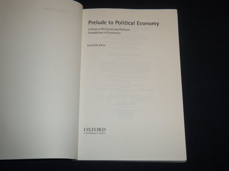 2003 PRELUDE TO POLITICAL ECONOMY SOFTCOVER BOOK BY KAUSHIK BASU - J 9259