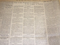 1919 FEBRUARY 15 NEW YORK TIMES - WILSON PRESENTS WORLD LEAGUE PLAN - NT 7966