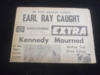 1968 JUNE 8 L. A. HERALD EXAMINER NEWSPAPER - ROBERT KENNEDY MOURNED - NP 5732