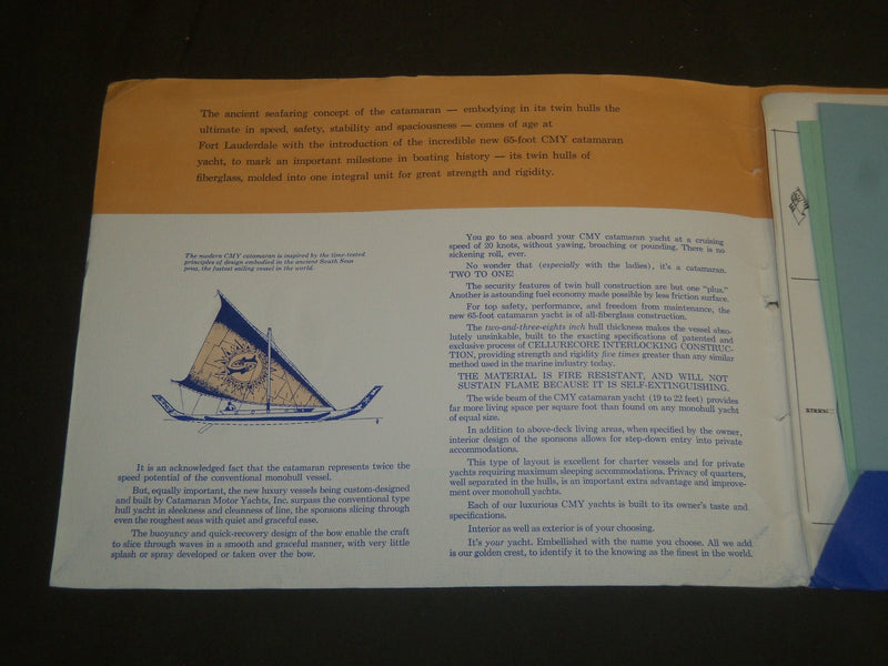 1968 CATAMARAN MOTOR YACHTS SALES BROCHURE - CHEVRON HARBOR- FLORIDA - B 6592