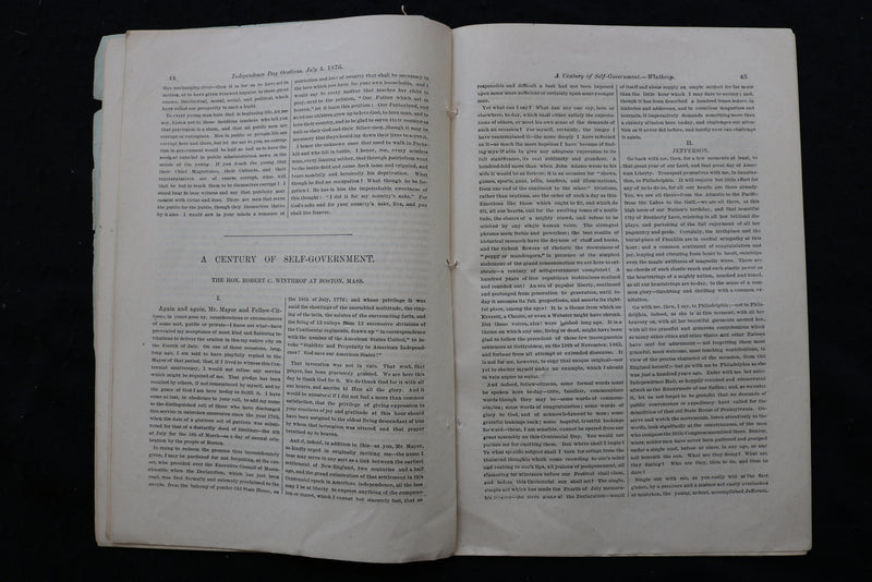1876 JULY 4 NEW YORK TRIBUNE INDEPENDENCE DAY ORATIONS AND POEMS - K 2408