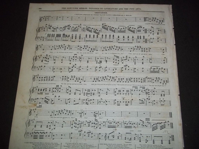 1831 THE NEW-YORK MIRROR NEWSPAPER LOT OF 20 - VOL IX - SHEET MUSIC+ - NP 1491