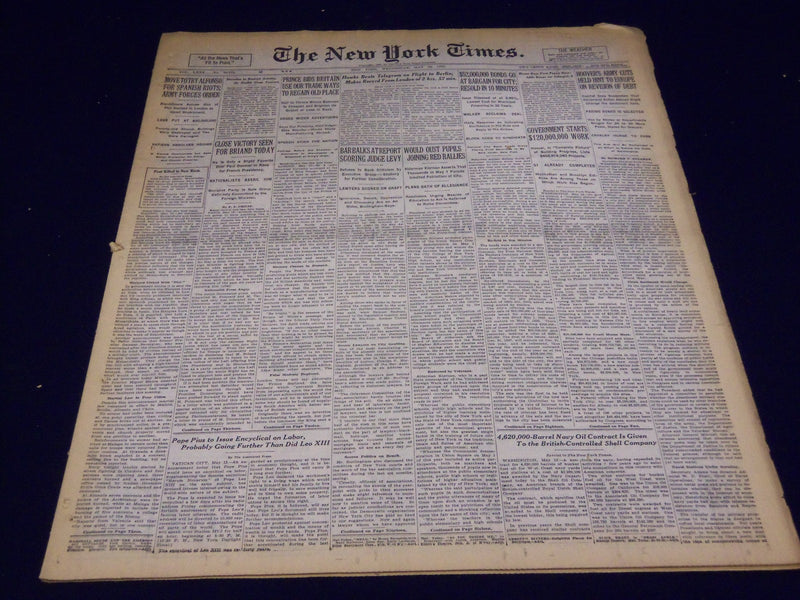 1931 MAY 13 NEW YORK TIMES - BRIAND VICTORY SEEN - NT 4131
