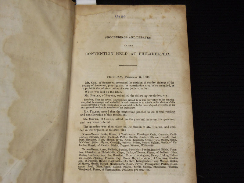 1839 AMENDMENTS TO THE CONSTITUTION VOLUME XII - PENNSYLVANIA - KD 705N