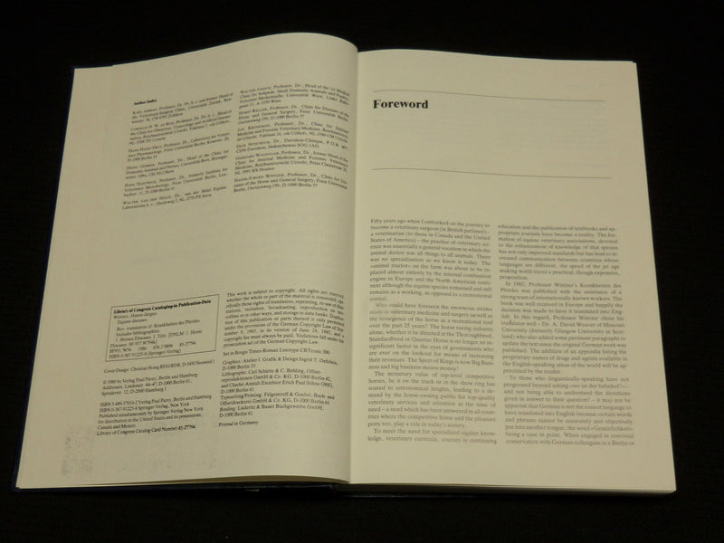 1986 EQUINE DISEASES HARDCOVER BOOK BY HANNS-JURGEN WINTZER - KD 7411
