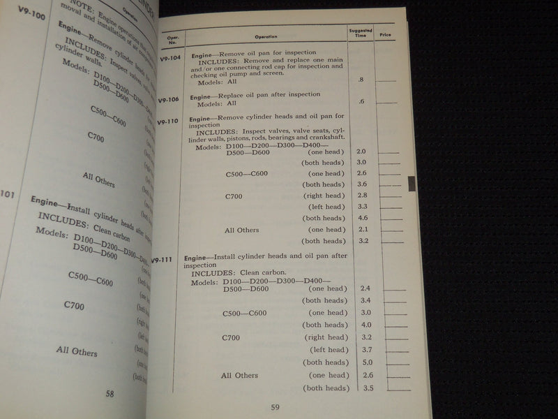 1956-1958 DODGE CAR & TRUCKS SERVICE OPERATIONS TIME SCHEDULE LOT OF 4 - J 8086