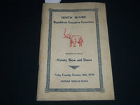 1936 OCT 16 NINTH WARD REPUBLICAN VARIETY SHOW & DANCE PROGRAM - NEWARK - J 4142