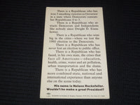 1960'S NELSON ROCKEFELLER CAMPAIGN CARD - J 9538