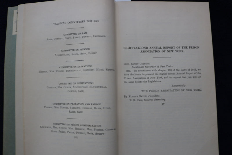 1927 PRISON ASSOCIATION OF NEW YORK ANNUAL REPORT SOFTCOVER BOOK - K 871
