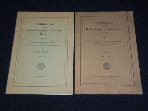 1929 RADIO FREQUENCY LABORATORIES CONTRIBUTIONS BOOK LOT OF 2 - J 9874