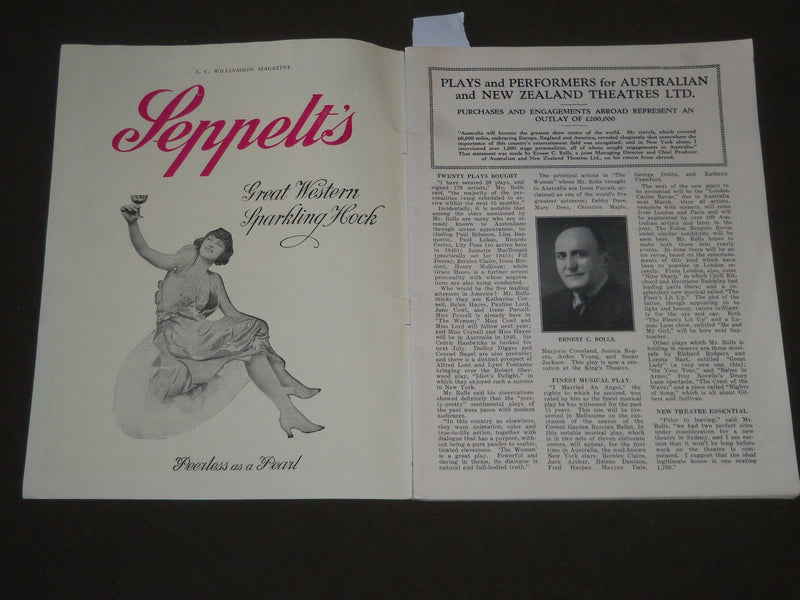 1938 THE WOMEN PROGRAM - AUSTRALIA - PRESENTED AT THE KING'S THEATRE - ST 5235