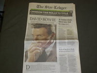 2016 JANUARY 12 STAR LEDGER NEWSPAPER - DAVID BOWIE DIED - 1947-2016