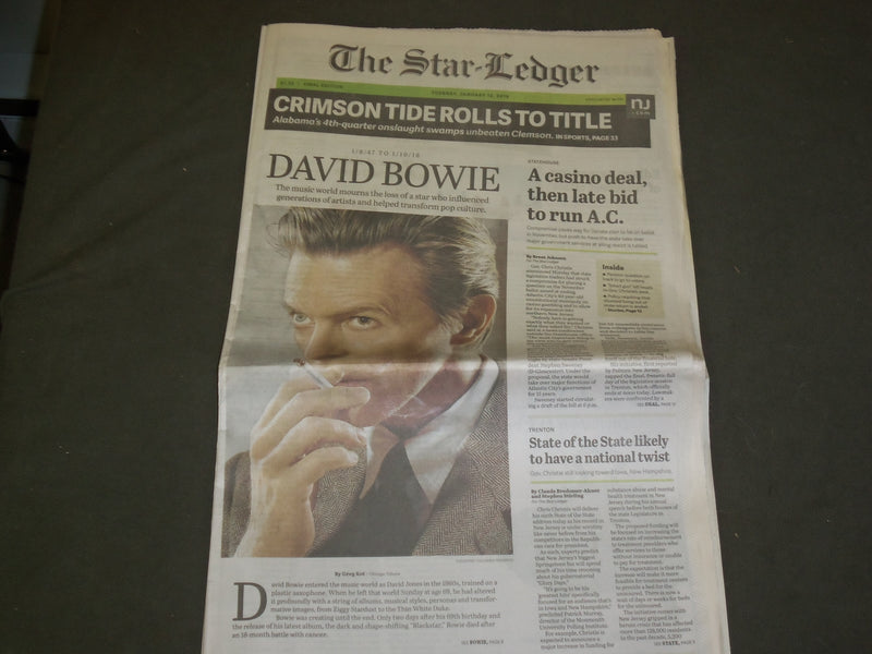2016 JANUARY 12 STAR LEDGER NEWSPAPER - DAVID BOWIE DIED - 1947-2016