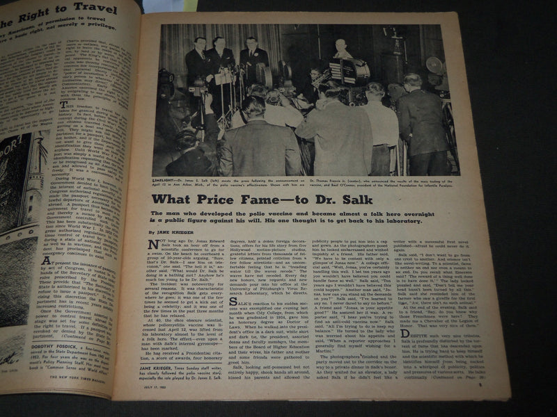 1955 JULY 17 NEW YORK TIMES MAGAZINE SECTION - EISENHOWER & DULLES - J 3035