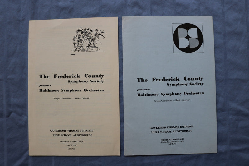 1970-1974 FREDERICK COUNTY SYMPHONY SOCIETY PROGRAM-BALTIMORE- LOT OF 8 - K 3120