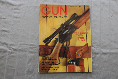 1961 FEBRUARY GUN WORLD MAGAZINE - TREASURE HUNT FOR GUN$ COVER - ST 3400K