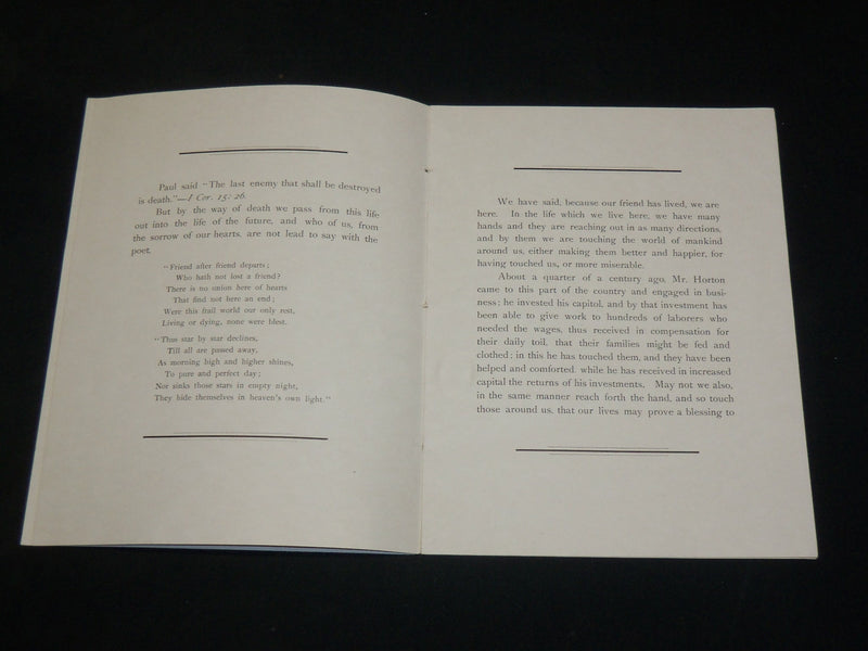 1891 IN MEMORIAM - WALTER HORTONY REV. A. M. LOCKWOOD - SOFTCOVER - J 6072