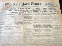 1919 MAR 16 NEW YORK TIMES LEAGUE PLAN PART OF PEACE TREATY SAYS WILSON- NT 6429