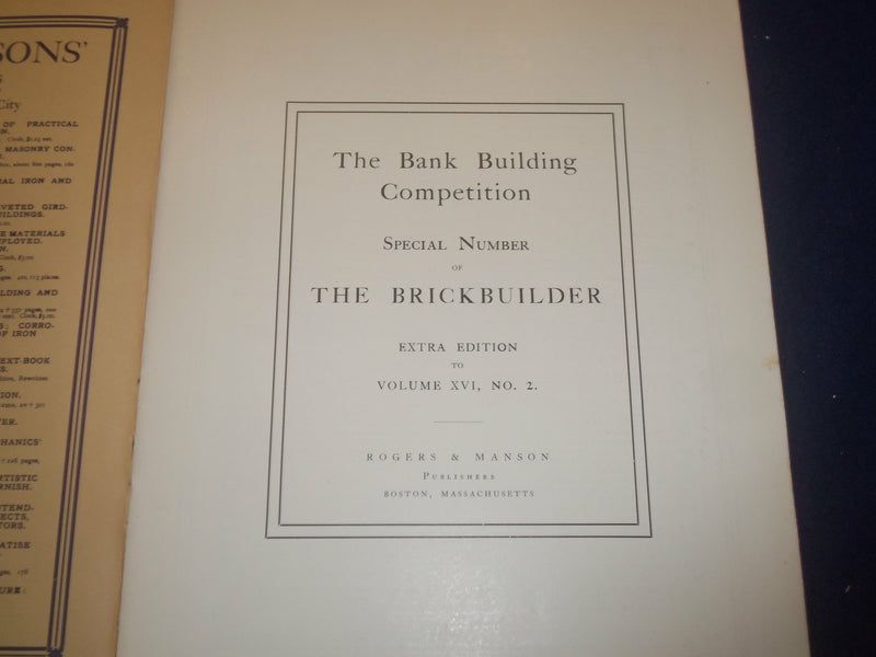 1907 FEBRUARY THE BRICKBUILDER MAGAZINE - THE BANK COMPLETION NUMBER - ST 528Q