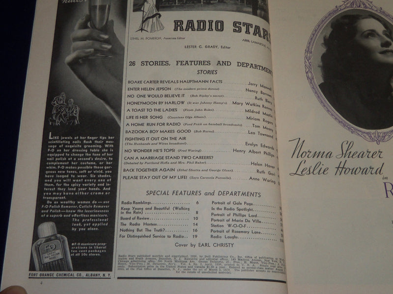 1936 MAY RADIO STARS MAGAZINE - RUDY VALLEE COVER BY EARL CHRISTY - SP 2627