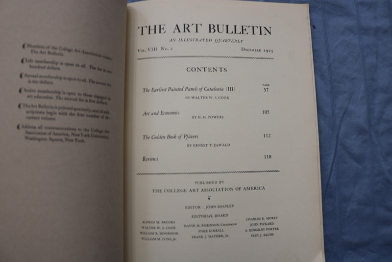 1925 DECEMBER THE ART BULLETIN SOFTCOVER BOOK -COLLEGE ART ASSOCIATION - KD 9587