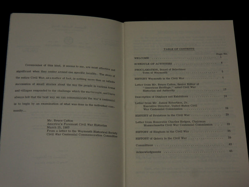 1963 WEYMOUTH HISTORICAL SOCIETY EXHIBITION SOFTCOVER BOOK - J 7085