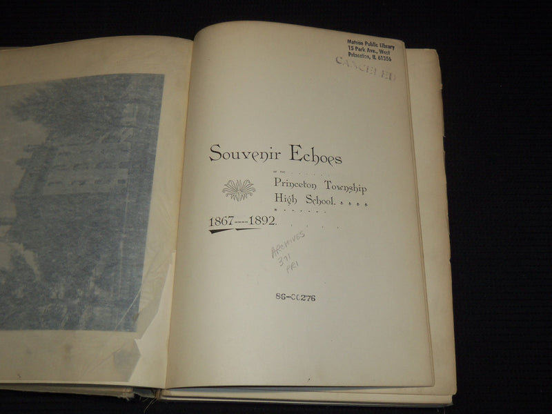 1892 SOUVENIR ECHOES PRINCETON HIGH SCHOOL 1869-1892 LOT OF 2 - KD 4134