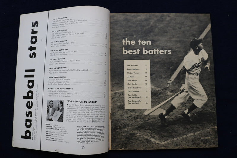 1954 BASEBALL STARS MAGAZINE - TED WILLIAMS COVER - E 11859