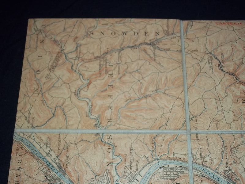 1800'S-1900'S PITTSBURG QUADRANGLE LINEN BACKED MAP - J 5584